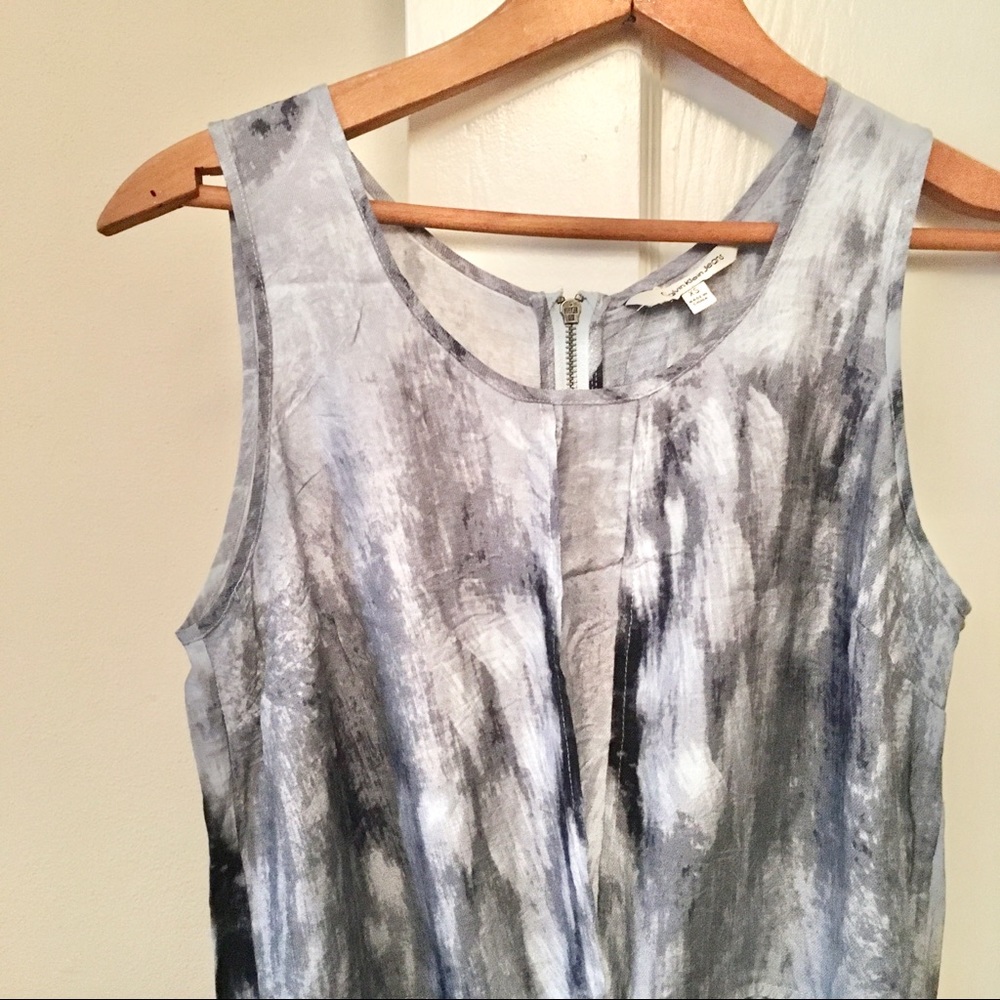 LP Calvin Klein Tie Dye Romper Drawstring Pockets Back Zipper | Gray & White - Picture 4 of 8